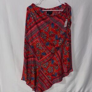 Laundry By Shelli Segal Red and Blue Asymmetrical Skirt